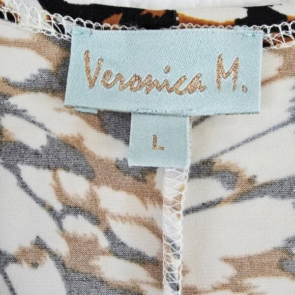 Veronica M. Women's Mini Dress Size Large Brown Black Sleeveless V-Neck Stretch - Picture 3 of 13